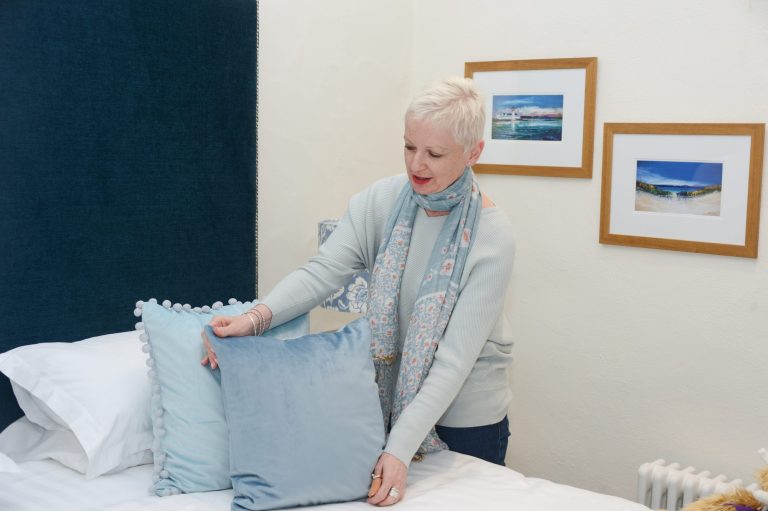 Pip of Pip Interior Designs styling a bedroom in a North Yorkshire hotel